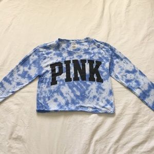 PINK women’s xs blue the dye cropped long sleeve